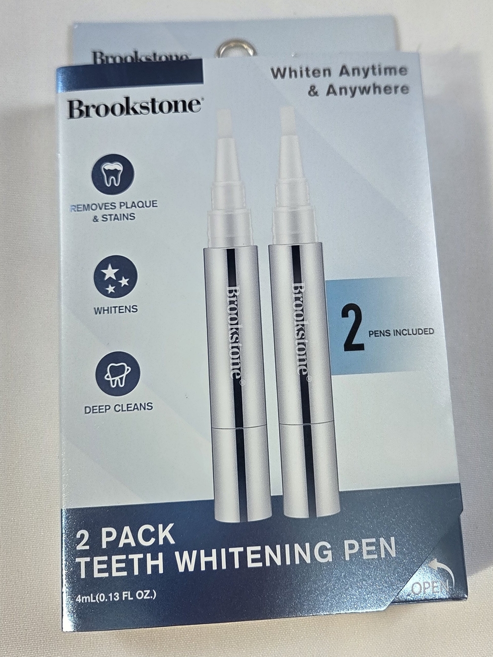 Brookstone 2 Pack Teeth Whitening Pens Mint Flavor On-the-Go Whitener 4mL Each